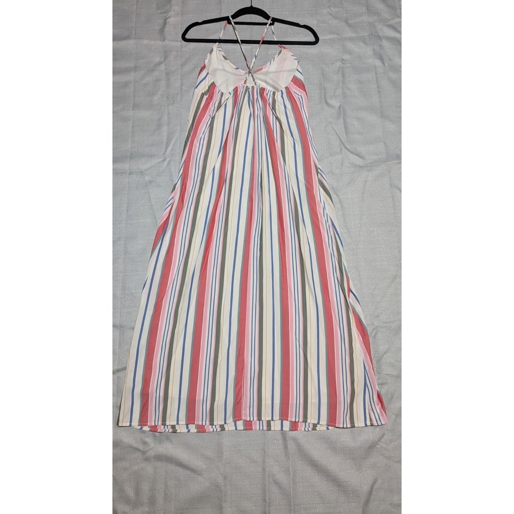 Old Navy Women's Multi Stripe V-Neck Maxi Shift Dress Cross Back Strap Medium - Picture 11 of 12